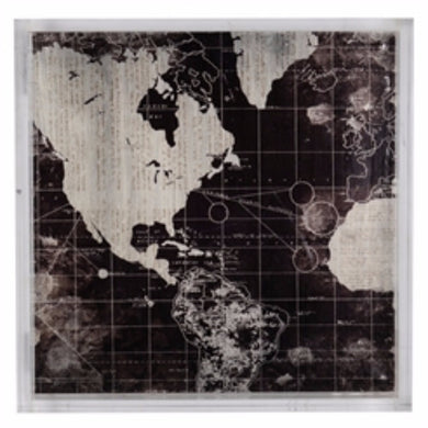 Antique Map Print Global Tray, Multicolor