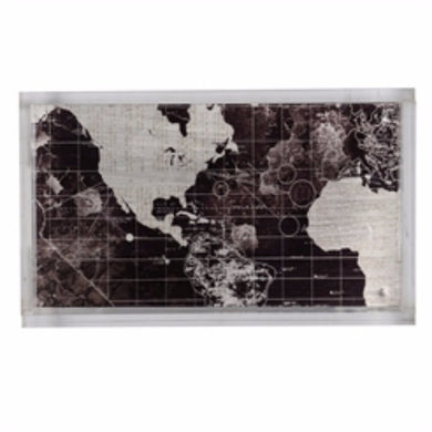 Vintage Map Print Global Tray, Multicolor