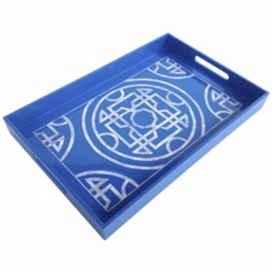 Tremendous Lacquered Serving Tray,  Blue