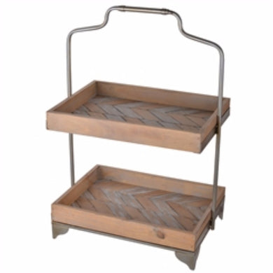 Aesthetically Charmed 2-Tier Wooden Trays, Brown