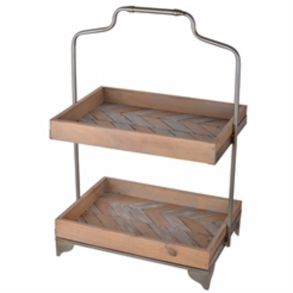 Aesthetically Charmed 2-Tier Wooden Trays, Brown