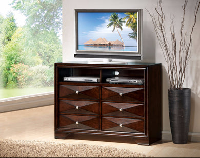 Wooden TV Console With Storage Space, Merlot Brown