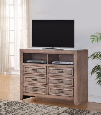 Wooden Spacious TV Console, Caramel Brown