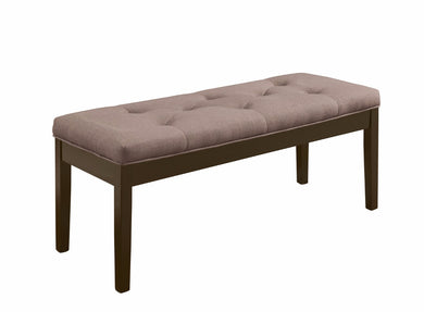 Wooden Bench With Fabric Seat, Light Brown Linen & Walnut Brown