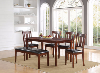 Wooden Pack Dining Set, Brown Cherry, 6 Piece Pack