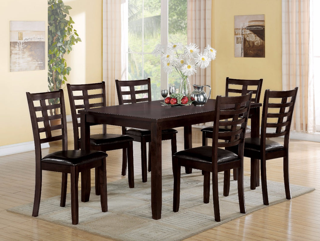 Wooden Dining Set, Espresso Brown, 7 Piece Pack
