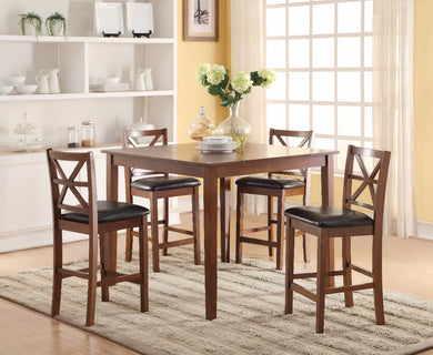 Wooden Counter Height Set, Espresso & Walnut Brown, 5 Piece Pack