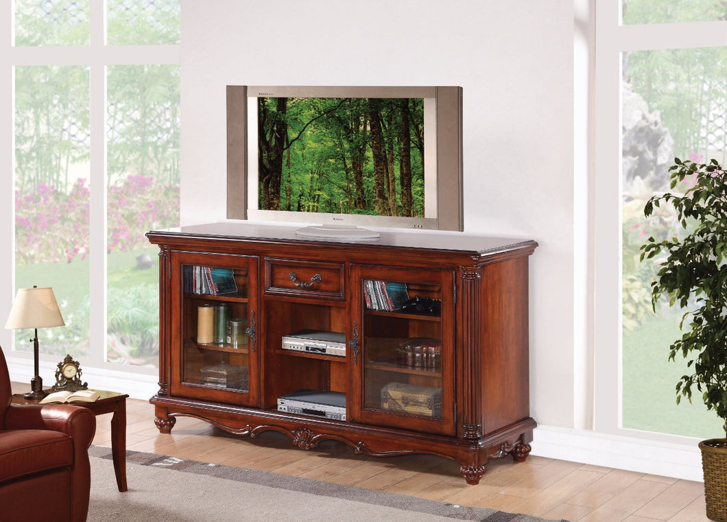 Amiable TV Stand, Cherry Brown