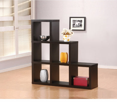 Wooden Bookcase In Cube Pattern, Espresso Brown