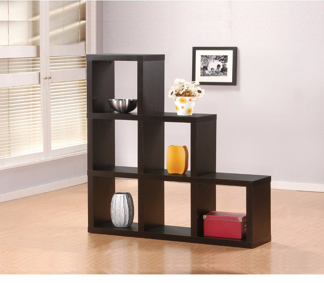 Wooden Bookcase In Cube Pattern, Espresso Brown
