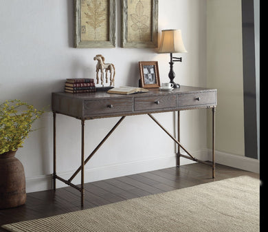 Writing Desk In traditional Style, Dark Oak & Antique Bronze