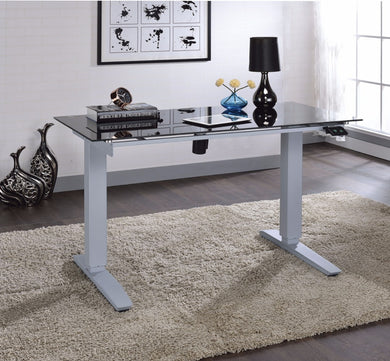 Writing Desk with Power Lift Glass top, Black