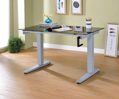Alluring Writing Desk with Power Lift Glass top, Black