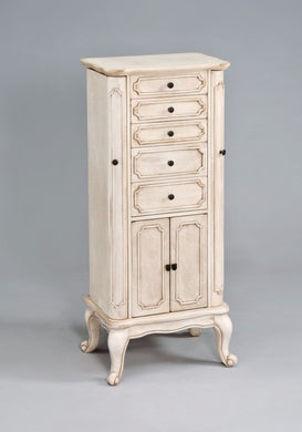 Vintage Jewelry Armoire, Antiqued White