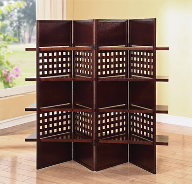 4-Panel Wooden Screen, Dark Brown