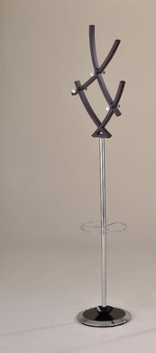 Wood & Metal Coat Rack, Silver & Brown