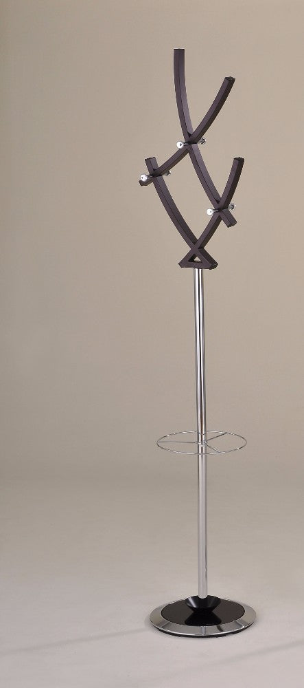 Wood & Metal Coat Rack, Silver & Brown