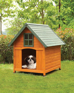 Wooden Pet House, Honey Oak & Green