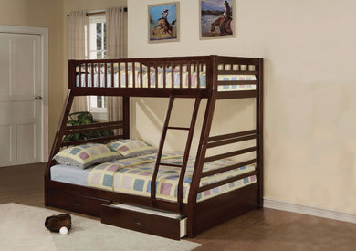 Twin/Full Bunk Bed with 2 Drawers, Espresso Brown