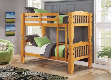 Twin/Twin Bunk Bed, Honey Oak
