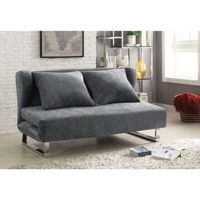 Velvet, Modern sofa bed with  winged back design, Gray