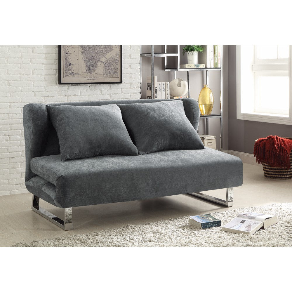 Velvet, Modern sofa bed with  winged back design, Gray