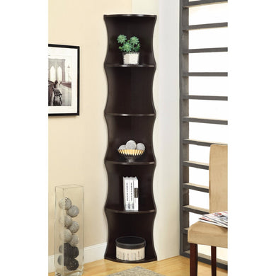 Wiggly Corner Shelf Wooden Bookcase, Brown