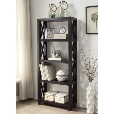 Transitional Style Bookcase with Four Shelves, Brown