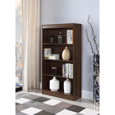 4 Shelf Transitional Wooden Bookcase, Brown