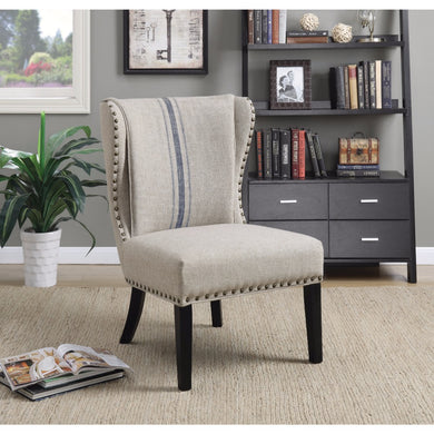 Vintage Inspired Accent Chair, Gray/Blue