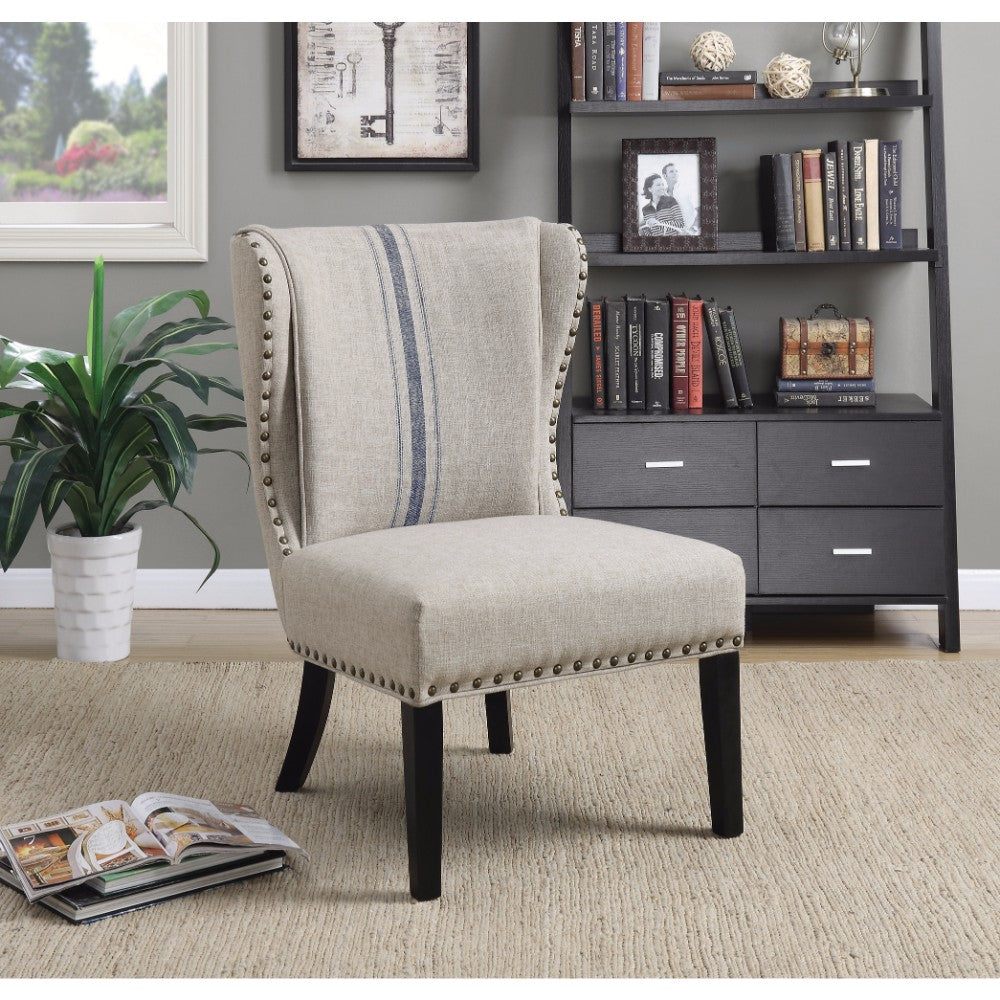 Vintage Inspired Accent Chair, Gray/Blue