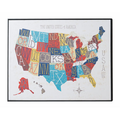 50 States (United States of America) Map Wall Art