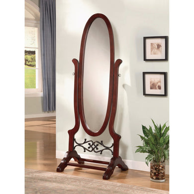 Traditional Style Ova Shaped Cheval Mirror, Brown