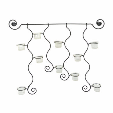 Window Box Glass And Metal Candle Holder Wall Decor, Black