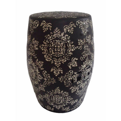 Tribal Ceramic Garden stool, Black and White