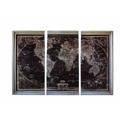 Antique World Map Wall Decor, Set Of 3, Multicolor