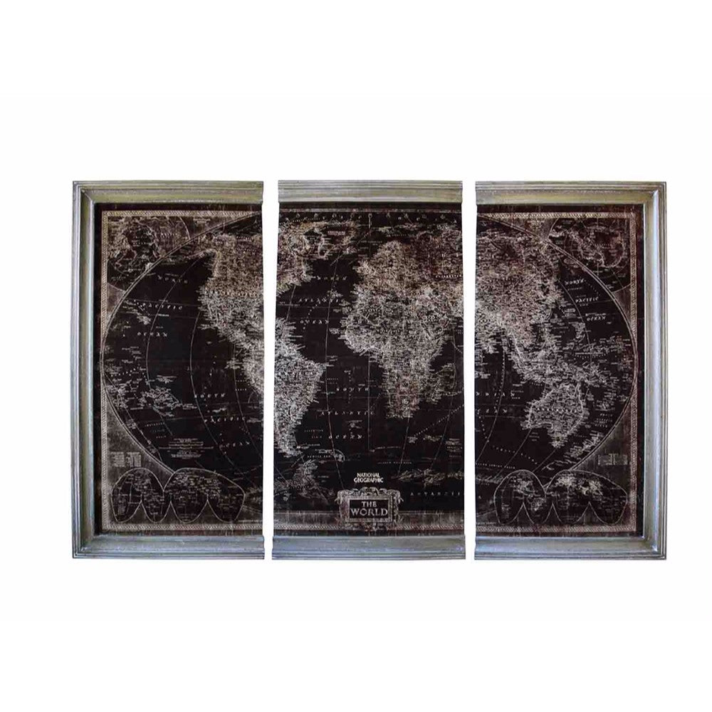 Antique World Map Wall Decor, Set Of 3, Multicolor