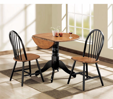 Wood & Metal Dining Set, Cherry & Black, 3 Piece Pack