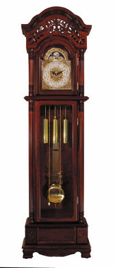 Wood & Metal Grandfather Clock, Cherry Brown