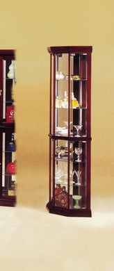 Wooden Corner Curio Cabinet, Cherry Brown