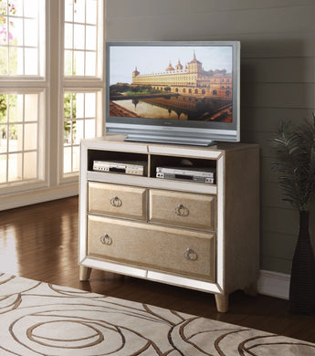 Wooden TV Console, Antique Gold