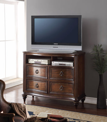 Amiable Wooden TV Console, Dark Walnut Brown