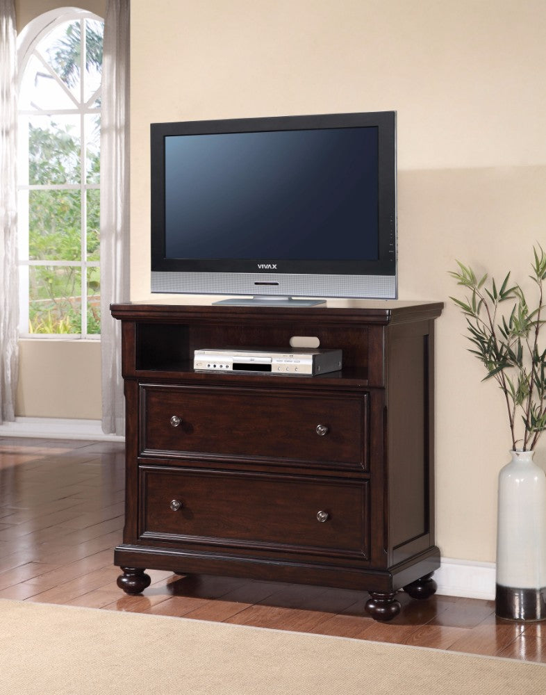 Affable TV Console, Dark Walnut Brown