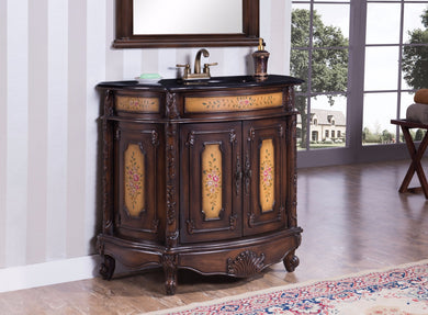 Wooden Sink Cabinet In Brown with Black Granite Top
