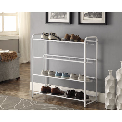 Transitional Style Metal Shoe Rack ,White