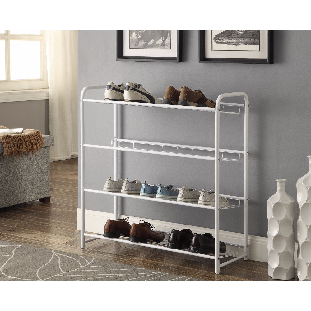 Transitional Style Metal Shoe Rack ,White