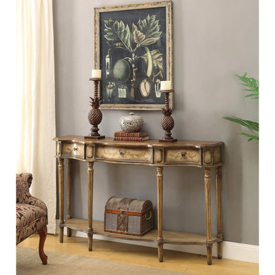 Traditional Breakfront Console Table, Brown