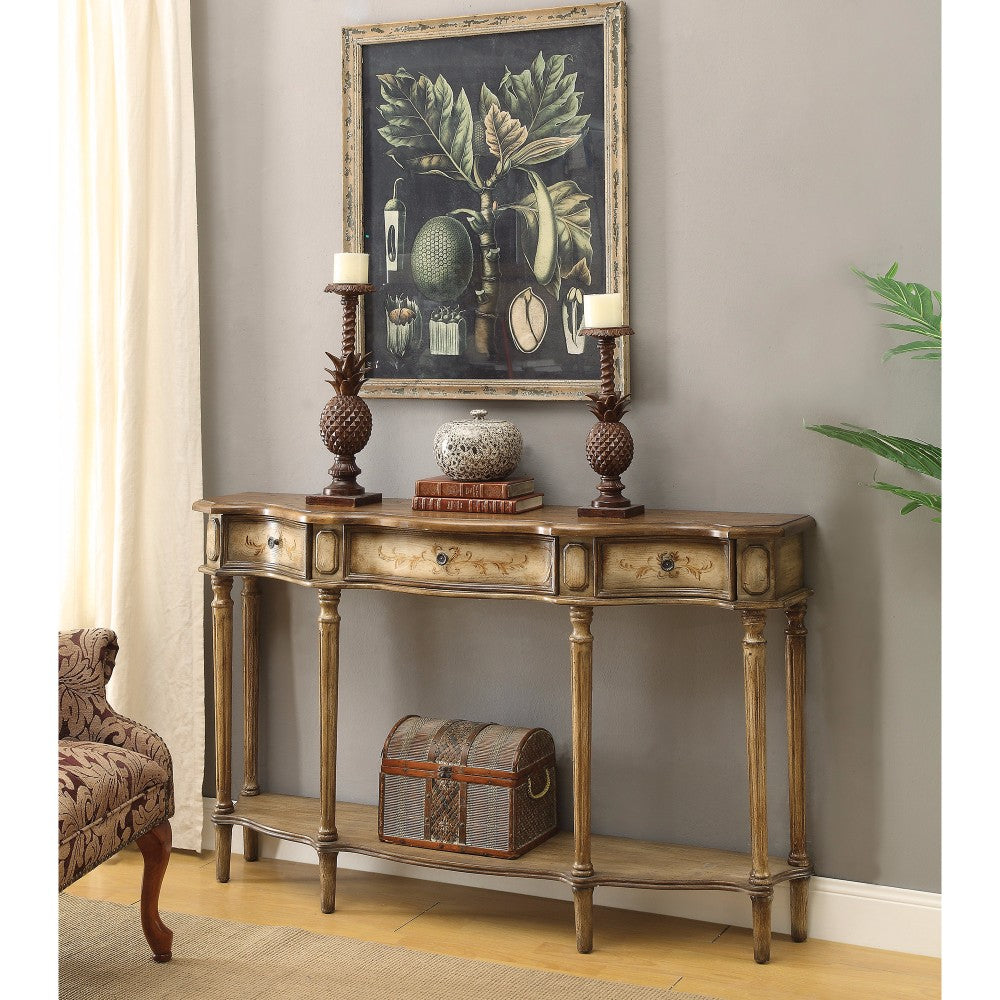 Traditional Breakfront Console Table, Brown