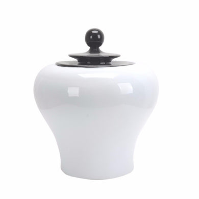 White Ceramic Jar With Black Lid