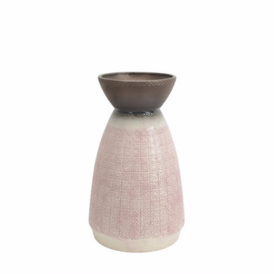 Vintage Decorative Ceramic Vase, Pink And Brown